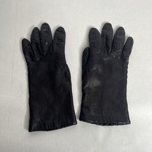 Womens Black Soft Leather Cashmere Lined Luxury Gloves Land's End EZ touch M